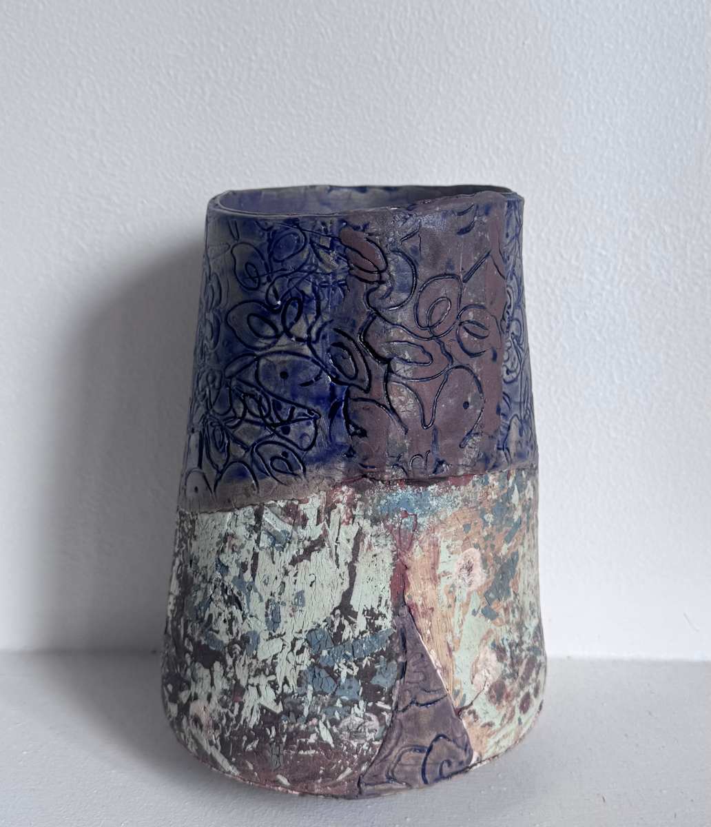 Lace & Slip Vase (Blue) by Juliana Inniss, Image 1.