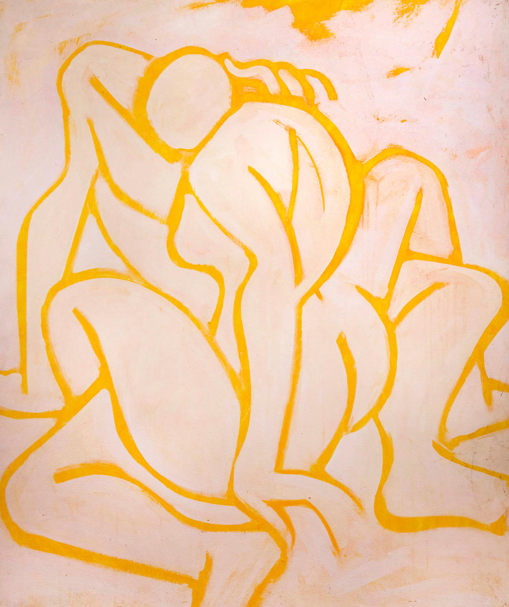Untitled (Yellow Figures on Pink) by James Burpee, Image 1.