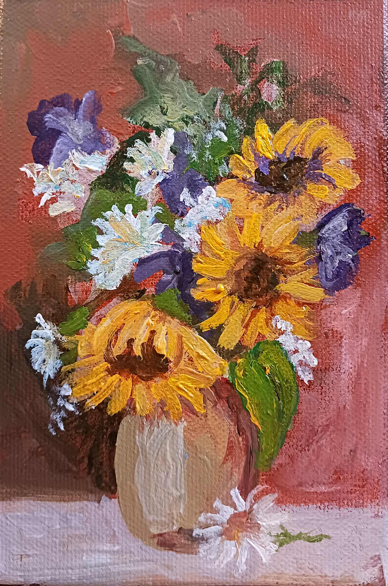 Mini Mixed Vase of Blooms by Ronda Richley 