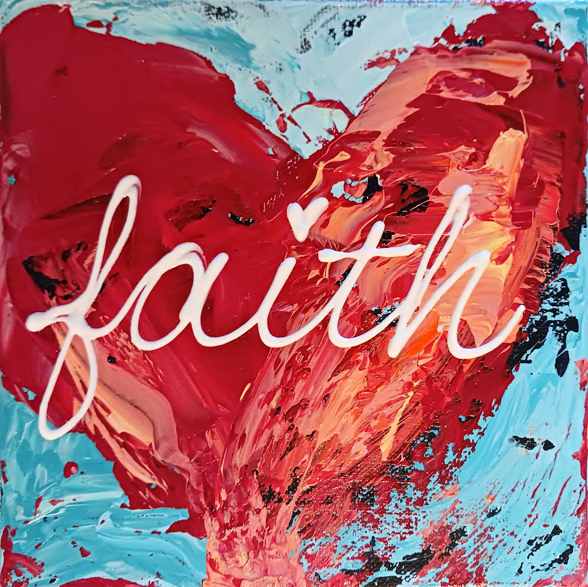 Faith red on blue by Ronda Richley 