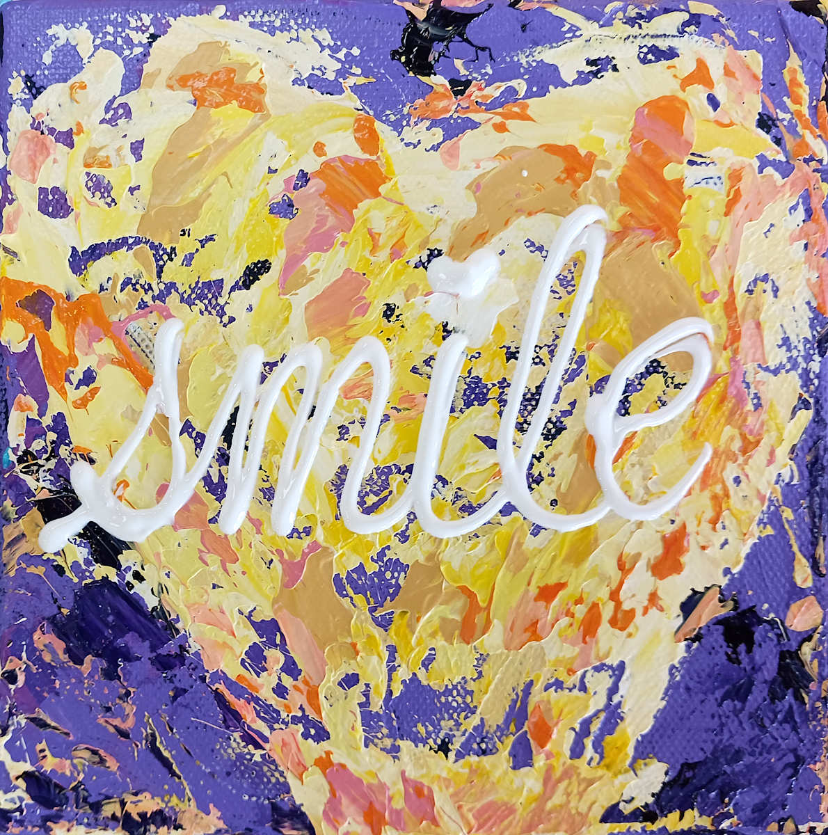 Smile yellow on purple by Ronda Richley 