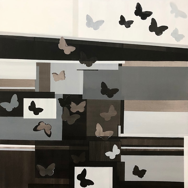 Butterflies  Image: Butterflies, 40" x 40", Acrylic Paint on Canvas