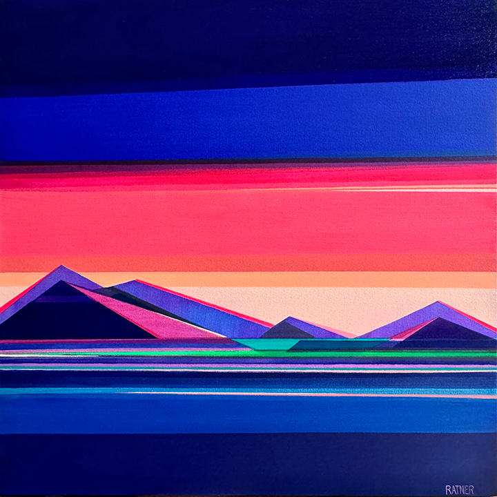 Chasing Daylight - 30x30 Geometric Mountain | Shilo Ratner by Shilo Ratner, Image 1.
