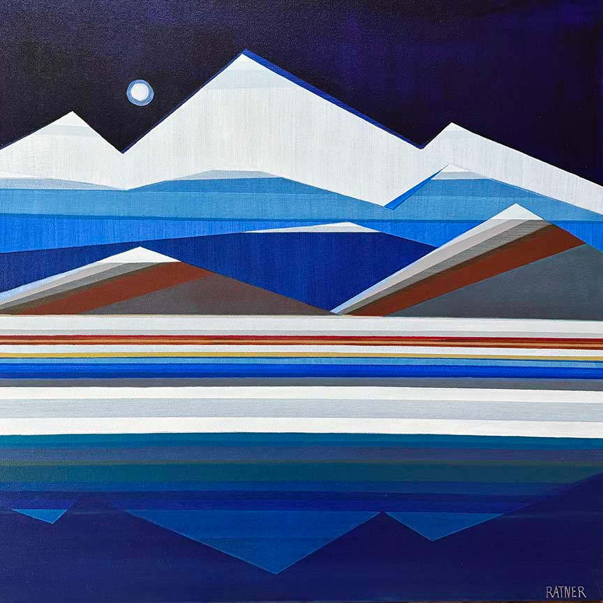Full Moon over Mountains by Shilo Ratner  Image: Full Moon over Mountains, 30in x 30in, Acrylic on Canvas