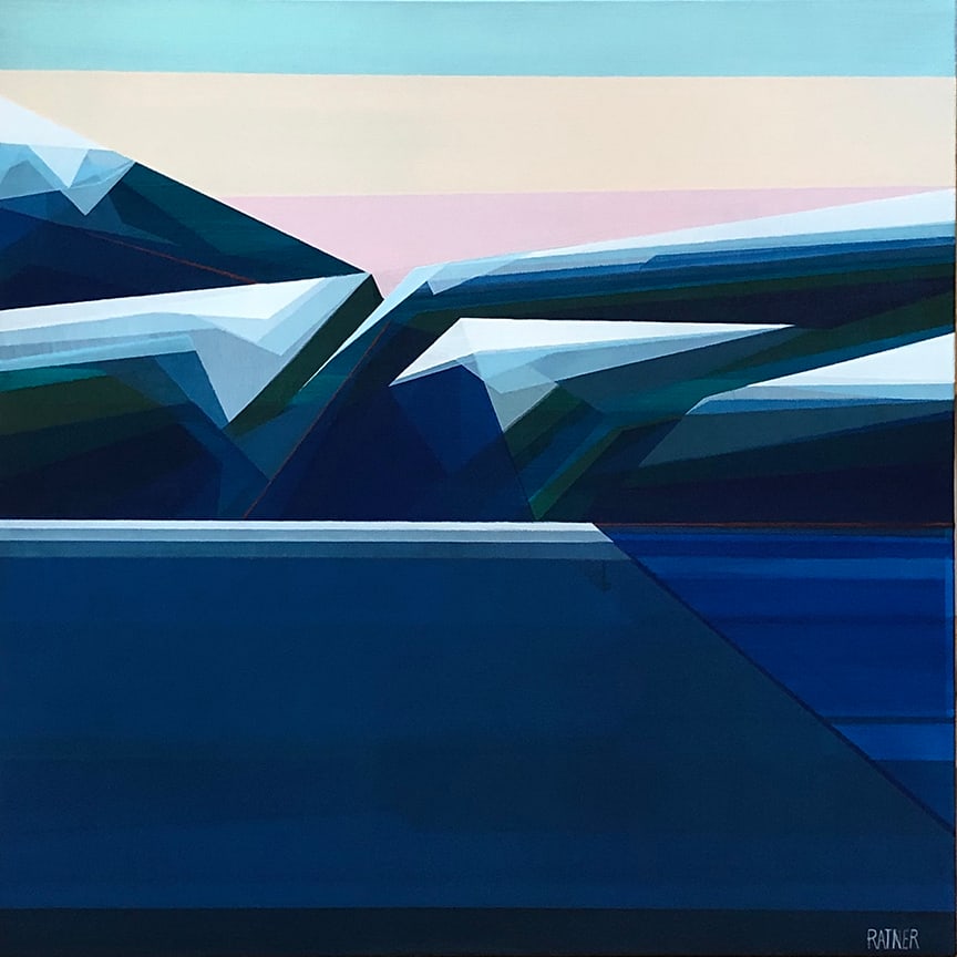 Mountains at Dusk by Shilo Ratner  Image: Mountains at Dusk, 30" x 30", Acrylic on Canvas
