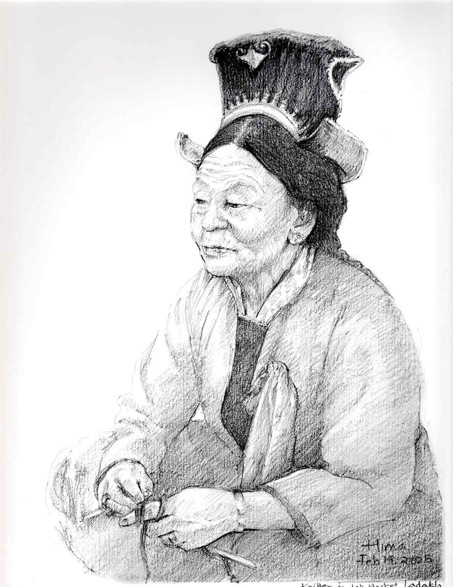 A Ladakhi Knitter by Hima  Jain, Image 1.