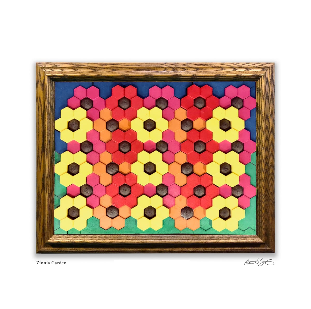 Zinnia Garden by Peter J Sucy Digital Arts  Image: Hex tiles create a zinnia garden.