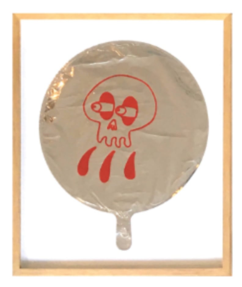 Sin título (calavera roja sobre plata) by Chris Castañeda, Image 1.