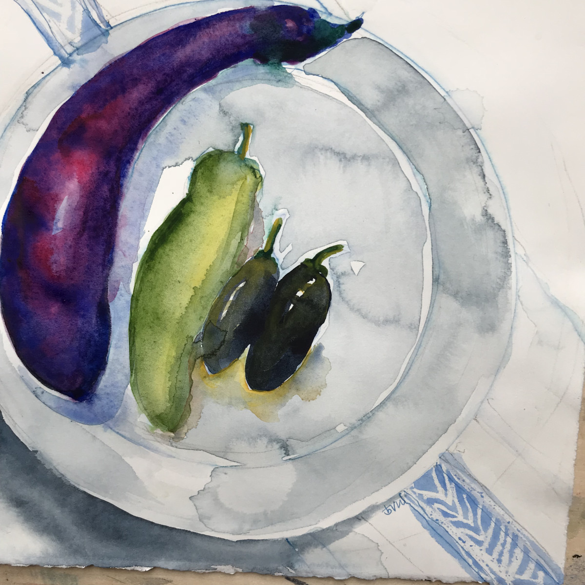 fresh eggplant & peppers 959 by beth vendryes williams 