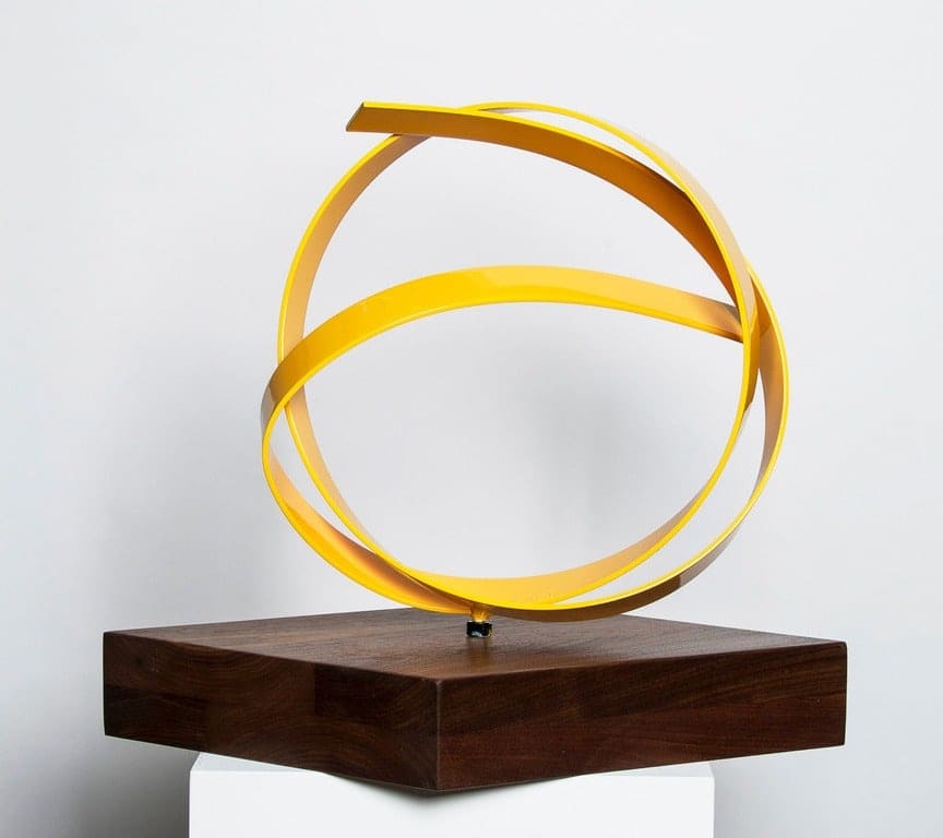 Yellow Knot on Walnut Base by Joe Gitterman 