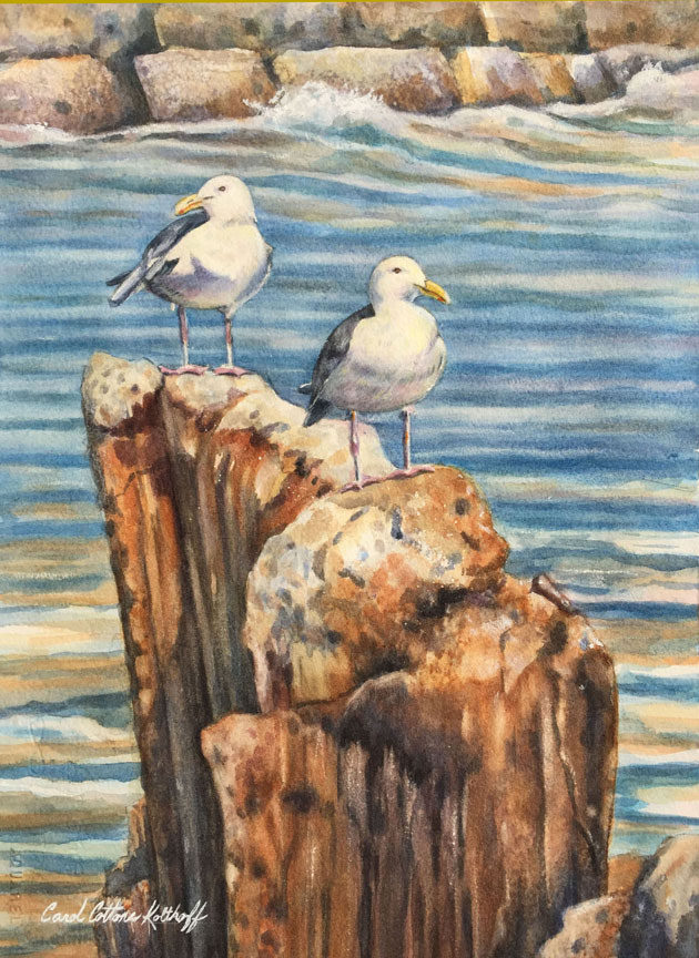 Two Gulls at Breakwater by Carol Cottone-Kolthoff 