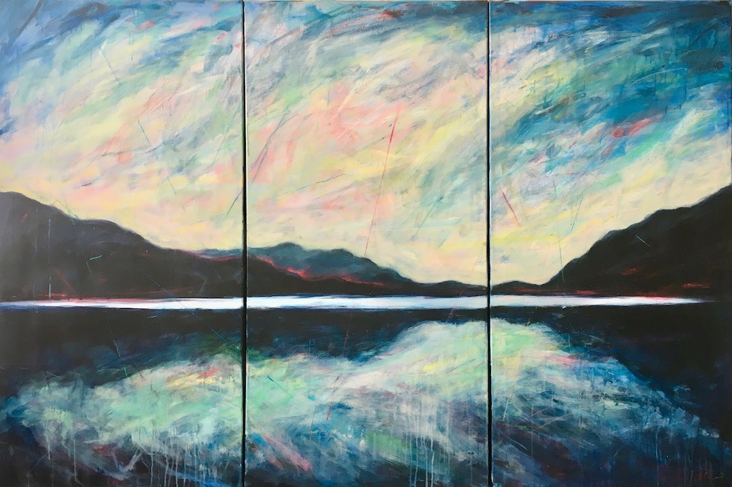 "Luminous Depths" by Karen Rand Anderson  Image: reflecting the beauty of a Vermont lake sunset 