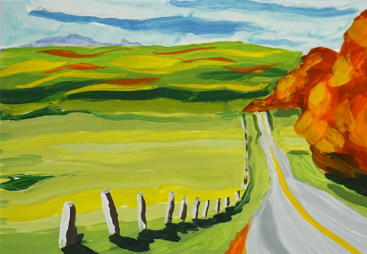 Country Road by Judy Kelly  Image: A country road in the fall with mountains in the distance.