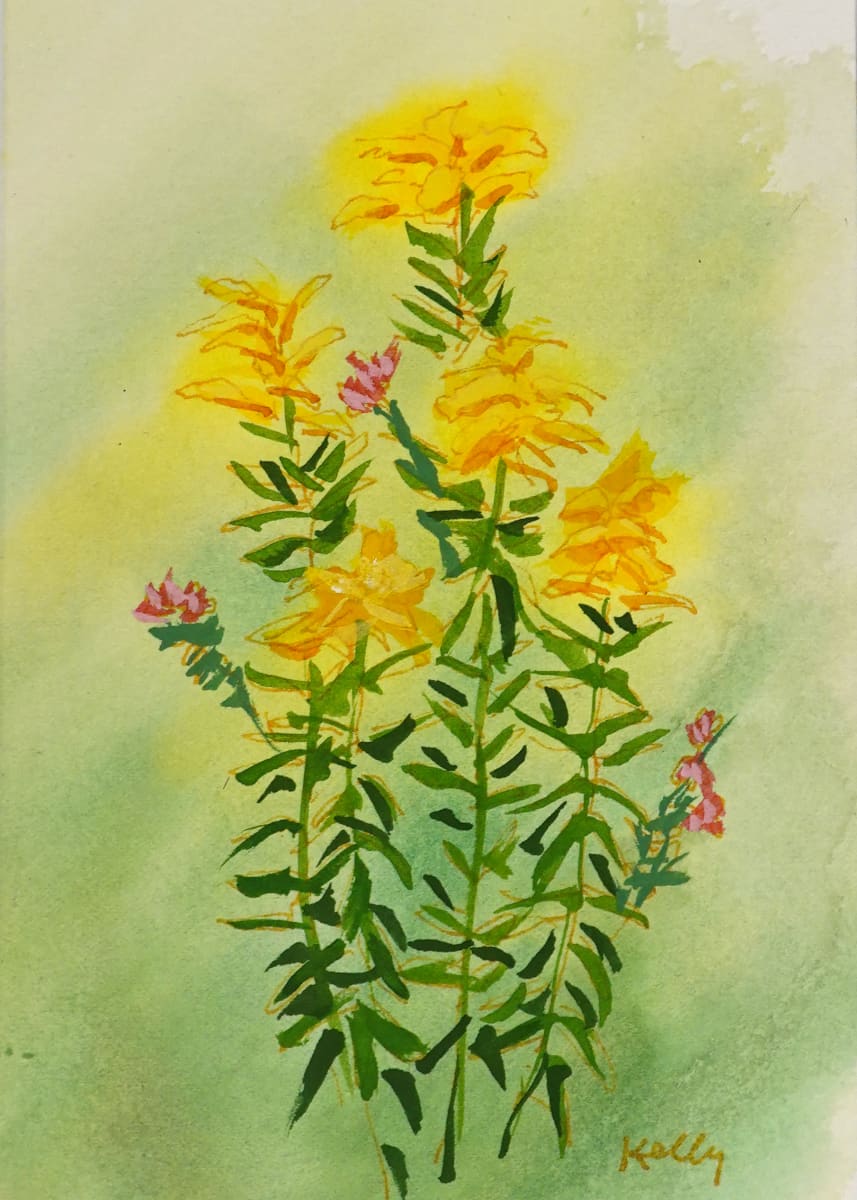 Goldenrods and Sweet Peas by Judy Kelly  Image: goldenrods and sweet peas