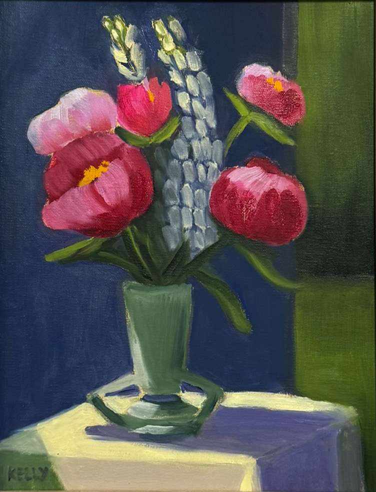Lupine and Peony Still Life by Judy Kelly 
