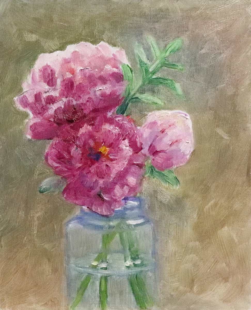 Peonies in a mason jar 