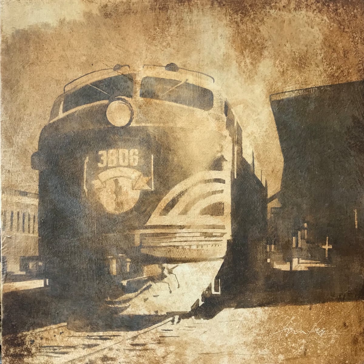 B&M 3806 IN BELLOWS FALLS VERMONT, EARLY 1950’s by Charlie Hunter 