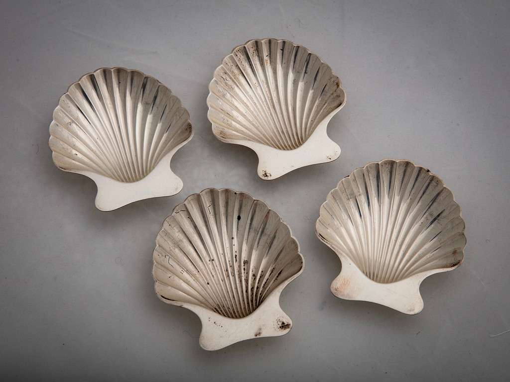Untitled (Set of 4 Scallop Shell Shaped Dishes) by Artist Unknown 