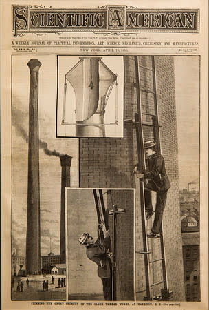 Climbing the Great Chimney of the Clark Thread Works at Harrison, NJ Scientific American by Artist Unknown 