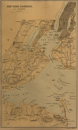 New York Harbour and Vicinity by J. Bartholomew 