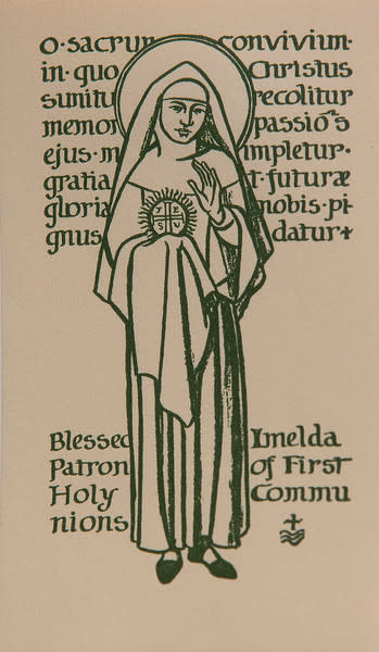 Untitled (Holy Cards--"O sacrum...") by Constance Mary Rowe also known as Sister Mary of the  Compassion, O.P. 