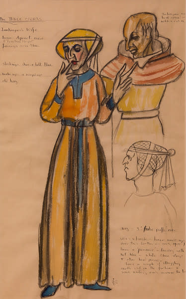 Costume Sketch for the Holy Innocents, Dress for Innkeeper and Wife by Constance Mary Rowe also known as Sister Mary of the  Compassion, O.P. 