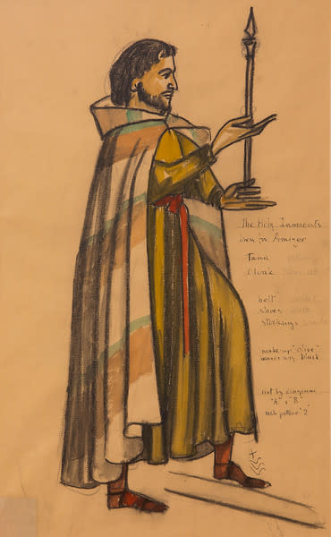 Costume Sketch for the Holy Innocents, Dress for Amiger by Constance Mary Rowe also known as Sister Mary of the  Compassion, O.P. 