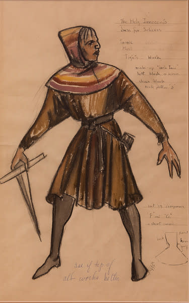 Costume Sketch for the Holy Innocents, Dress for the Soldiers by Constance Mary Rowe also known as Sister Mary of the  Compassion, O.P. 