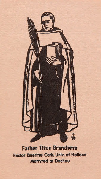 Untitled (Holy Cards--Father Titus Brandsma) by Constance Mary Rowe also known as Sister Mary of the  Compassion, O.P. 