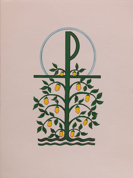 Untitled (The Letter P on Top of Fruit Tree) by Maria Immaculata Tricholo also known as  Sister Mary Gemma of Jesus Crucified, O.P. 