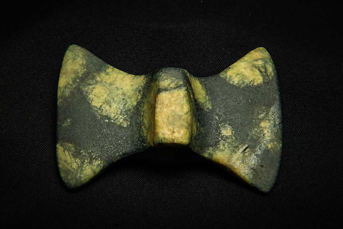 Untitled (Middle Archaic Period Carved Winged Banner Stone) by Artist Unknown, Image 1.