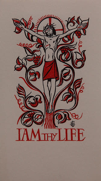 Untitled (Holy Cards--I am thy life 2) by Constance Mary Rowe also known as Sister Mary of the  Compassion, O.P. 