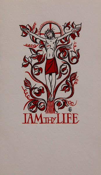 Untitled (Holy Cards--I am thy life 3) by Constance Mary Rowe also known as Sister Mary of the  Compassion, O.P. 