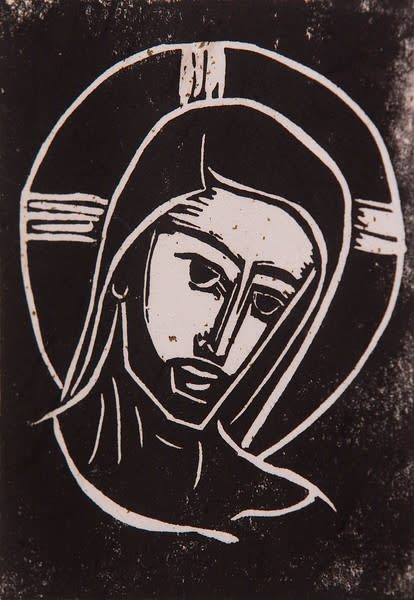 Untitled (Jesus--Solid Black Ink on White Paper) by Maria Immaculata Tricholo also known as  Sister Mary Gemma of Jesus Crucified, O.P. 