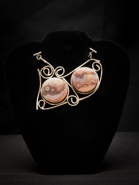 Untitled (Silver Necklace with Two Pink Stones) by Constance Mary Rowe also known as Sister Mary of the  Compassion, O.P. 