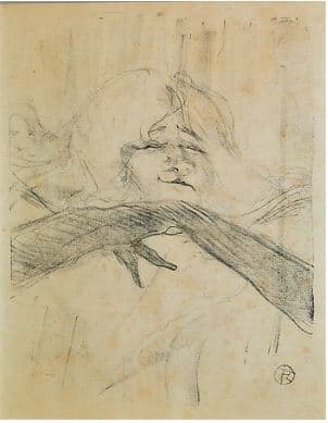 Yvette Guilbert, Linger Longer, Loo (Yvette with chin on black gloves) by Henri de Toulouse-Lautrec 