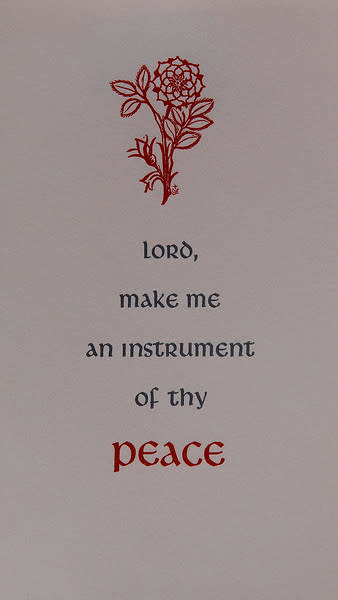 Untitled (Holy Cards--Lord make me an instrument of thy peace) by Constance Mary Rowe also known as Sister Mary of the  Compassion, O.P. 