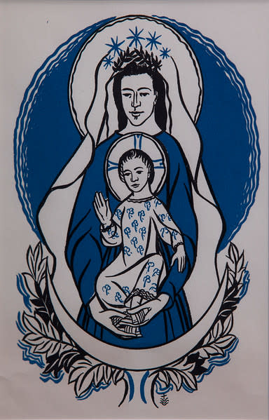 Untitled (Madonna with Blue Robes and Child) by Constance Mary Rowe also known as Sister Mary of the  Compassion, O.P. 