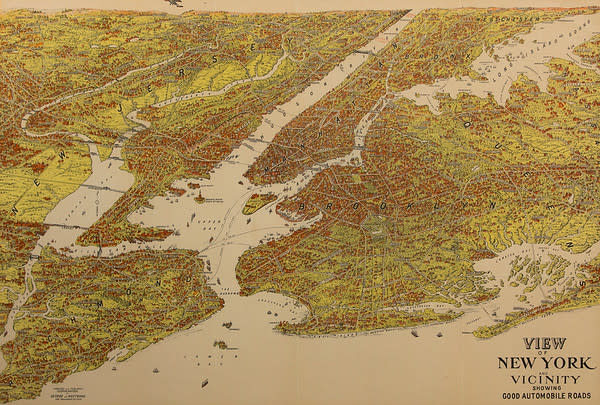 View of New York and Vicinity showing Good Automobile Roads by George J. Nostrand 