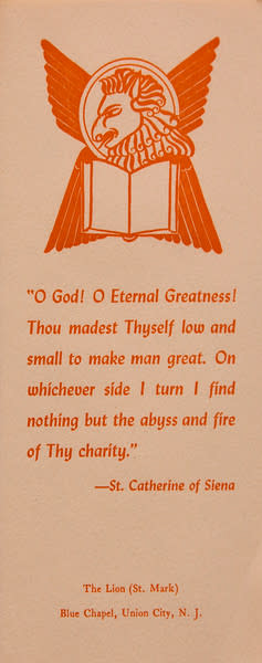 Untitled (Holy Cards--"O God! O Eternal Greatness...") by Constance Mary Rowe also known as Sister Mary of the  Compassion, O.P. 