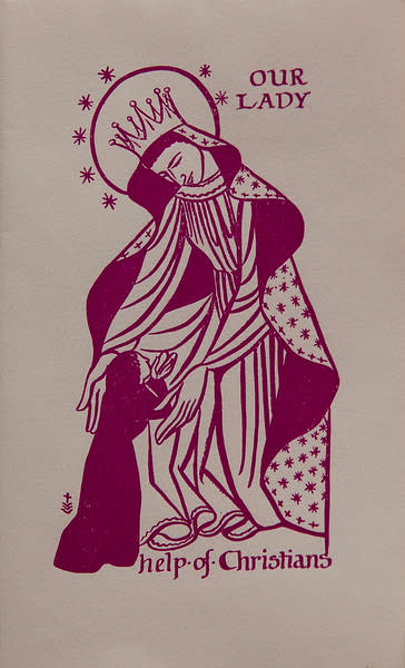 Untitled (Holy Cards--Our Lady help of Christians) by Constance Mary Rowe also known as Sister Mary of the  Compassion, O.P. 