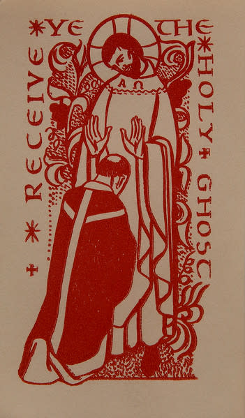 Untitled (Holy Cards--Receive ye the Holy Ghost) by Constance Mary Rowe also known as Sister Mary of the  Compassion, O.P. 