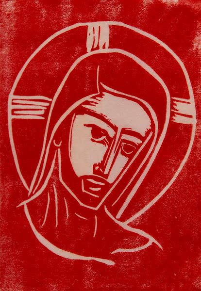 Untitled (Jesus--Red Ink on White Paper) by Maria Immaculata Tricholo also known as  Sister Mary Gemma of Jesus Crucified, O.P. 