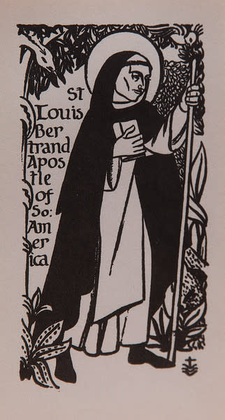 Untitled (Holy Cards--Saint Louis Bertrand of South America) by Constance Mary Rowe also known as Sister Mary of the  Compassion, O.P. 