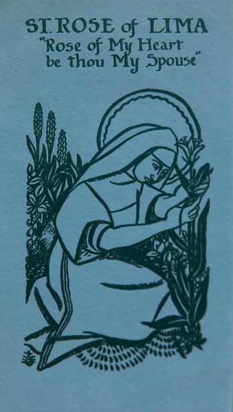 Untitled (Holy Cards--Saint Rose of Lima) by Constance Mary Rowe also known as Sister Mary of the  Compassion, O.P. 