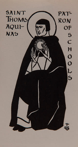 Untitled (Holy Cards--Saint Thomas Aquinas Patron of Schools) by Constance Mary Rowe also known as Sister Mary of the  Compassion, O.P. 