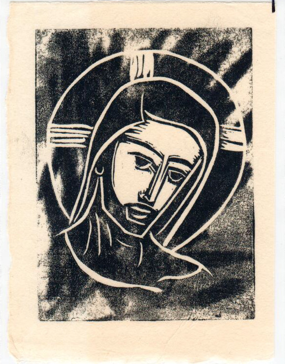 Untitled (Jesus--Black Ink on White Paper 2) by Maria Immaculata Tricholo also known as  Sister Mary Gemma of Jesus Crucified, O.P. 