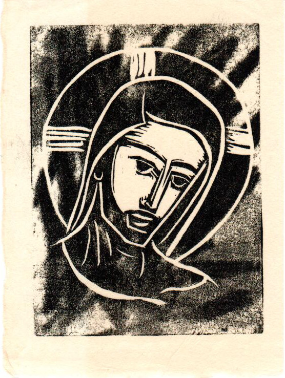 Untitled (Jesus--Black Ink on White Paper 3) by Maria Immaculata Tricholo also known as  Sister Mary Gemma of Jesus Crucified, O.P. 