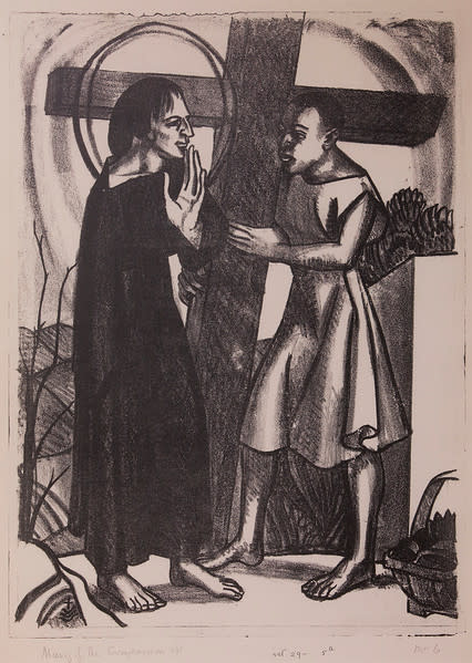 Stations of the Cross, No. V Jesus is Helped by Simon by Constance Mary Rowe also known as Sister Mary of the  Compassion, O.P. 