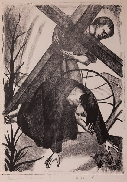 Stations of the Cross, No. VII Jesus Falls the Second Time by Constance Mary Rowe also known as Sister Mary of the  Compassion, O.P. 